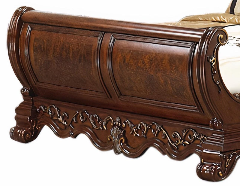 Cleopatra Traditional Style Queen Bed in Cherry finish Wood - My Sweet Home Furniture (Queens, NY)