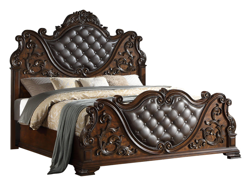 Santa Monica Traditional Style Queen Bed in Cherry finish Wood - My Sweet Home Furniture (Queens, NY)