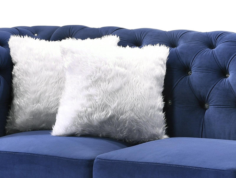 Maya Transitional Style Navy Sofa with Espresso Legs - My Sweet Home Furniture (Queens, NY)