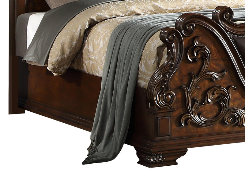 Santa Monica Traditional Style Queen Bed in Cherry finish Wood - My Sweet Home Furniture (Queens, NY)