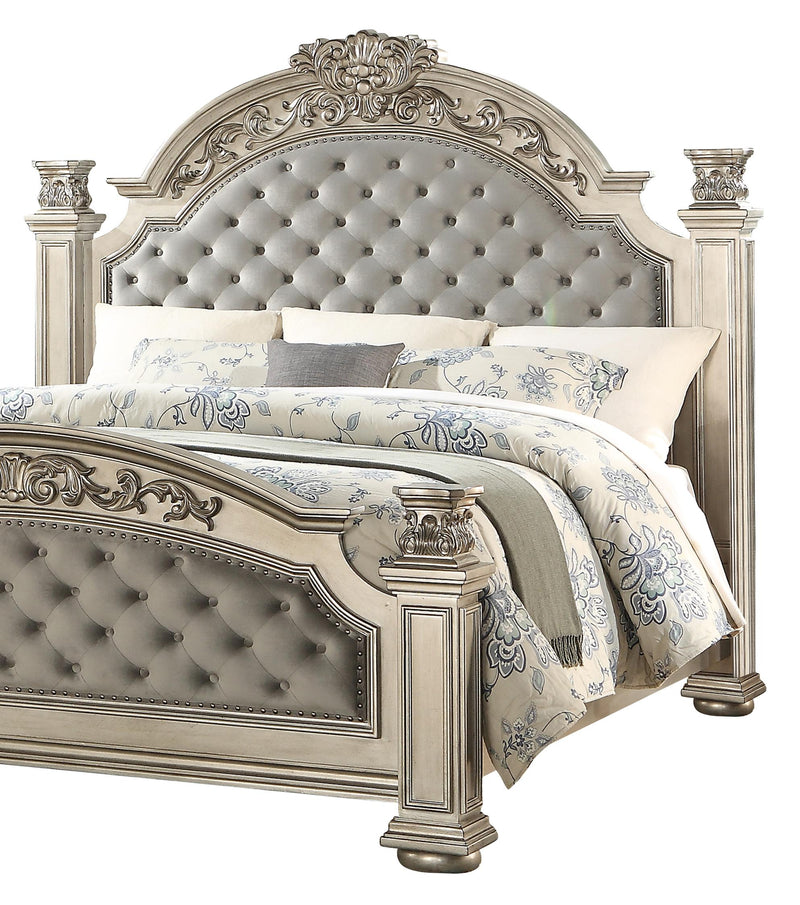 Platinum Traditional Style Queen Bed in Gold finish Wood - My Sweet Home Furniture (Queens, NY)