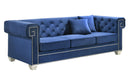 Clover Modern Style Blue Sofa with Steel Legs
