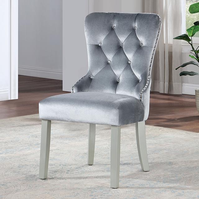 ADALIA Wingback Chair (2/CTN), Silver/Dark Gray - My Sweet Home Furniture (Queens, NY)