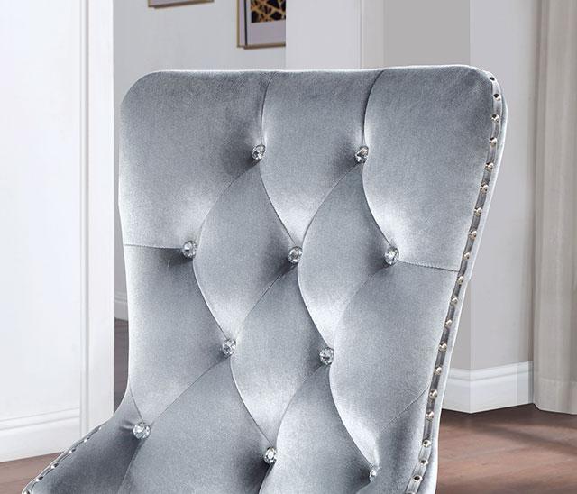 ADALIA Wingback Chair (2/CTN), Silver/Dark Gray - My Sweet Home Furniture (Queens, NY)