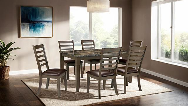 Adia 7 Pc Dinning Table Set Grey & Brown - My Sweet Home Furniture (Queens, NY)