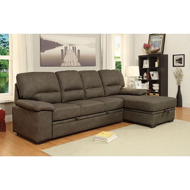 ALCESTER Brown & Gray Sectional w/ Sleeper, Ash - My Sweet Home Furniture (Queens, NY)