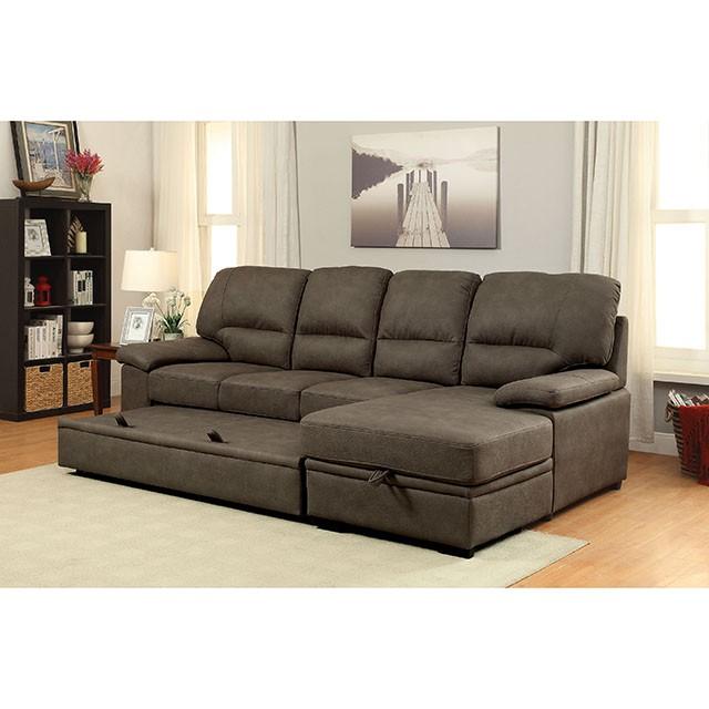 ALCESTER Brown & Gray Sectional w/ Sleeper, Ash - My Sweet Home Furniture (Queens, NY)
