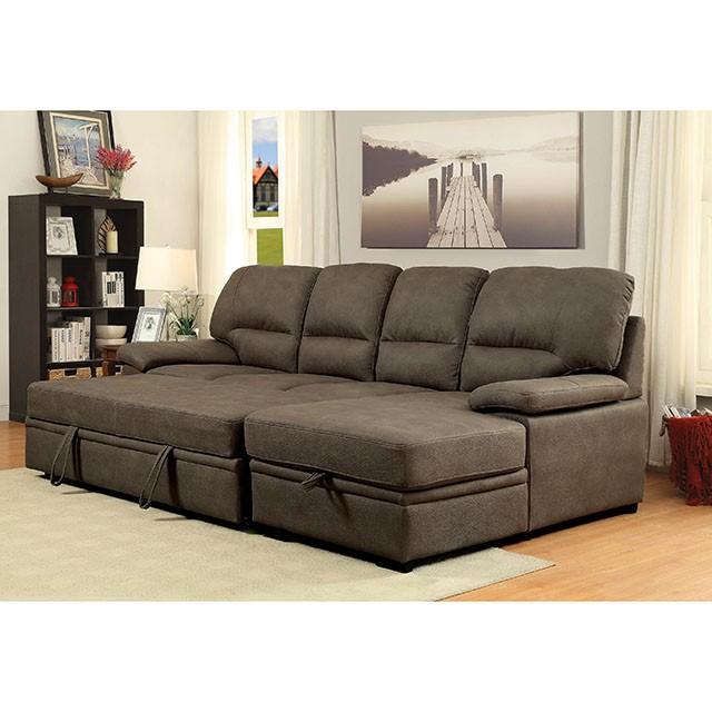 ALCESTER Brown & Gray Sectional w/ Sleeper, Ash - My Sweet Home Furniture (Queens, NY)