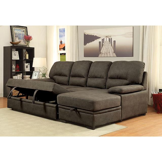 ALCESTER Brown & Gray Sectional w/ Sleeper, Ash - My Sweet Home Furniture (Queens, NY)