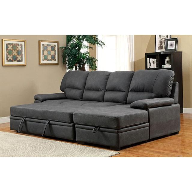 ALCESTER Brown & Gray Sectional w/ Sleeper, Ash - My Sweet Home Furniture (Queens, NY)