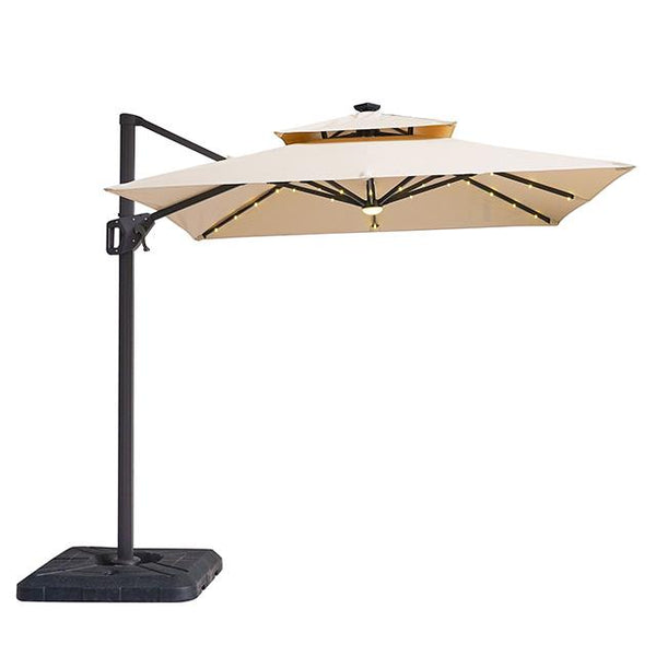 Xico 8 Ft Square Umbrella w/ Double Top w/ LED Light + 37" Large Base - My Sweet Home Furniture (Queens, NY)