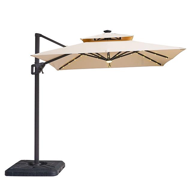 Xico 8 Ft Square Umbrella w/ Double Top w/ LED Light + 37" Large Base - My Sweet Home Furniture (Queens, NY)