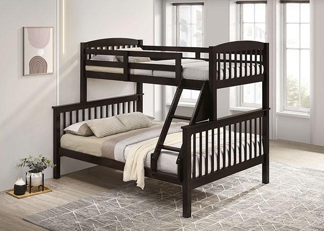 Brookings Twin/Full Bunk Bed White, Brown & Black - My Sweet Home Furniture (Queens, NY)