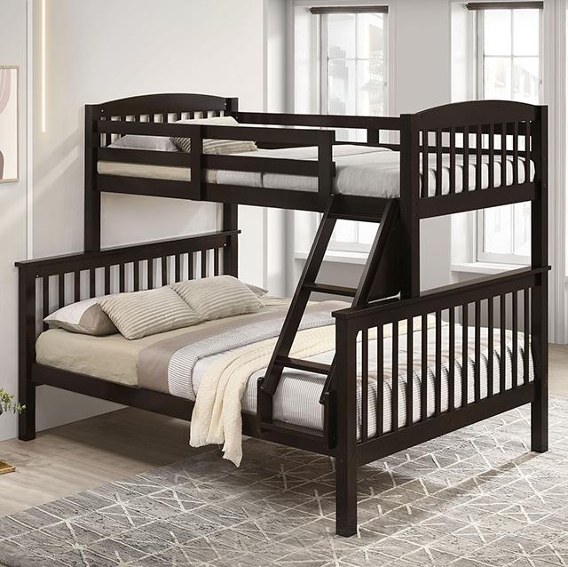 Brookings Twin/Full Bunk Bed White, Brown & Black - My Sweet Home Furniture (Queens, NY)