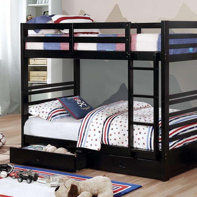 California Iv Black, Walnut, Gray, & White Twin/Twin Bunk Bed - My Sweet Home Furniture (Queens, NY)