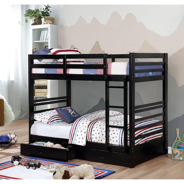 California Iv Black, Walnut, Gray, & White Twin/Twin Bunk Bed - My Sweet Home Furniture (Queens, NY)