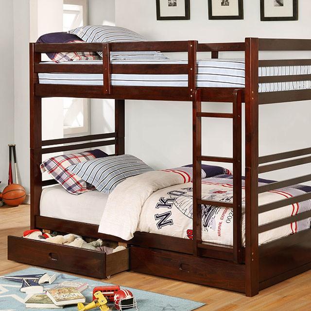 California Iv Black, Walnut, Gray, & White Twin/Twin Bunk Bed - My Sweet Home Furniture (Queens, NY)