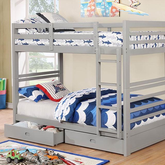 California Iv Black, Walnut, Gray, & White Twin/Twin Bunk Bed - My Sweet Home Furniture (Queens, NY)