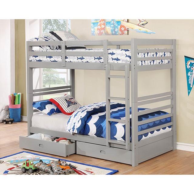 California Iv Black, Walnut, Gray, & White Twin/Twin Bunk Bed - My Sweet Home Furniture (Queens, NY)