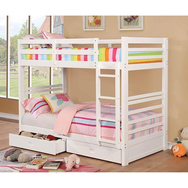 California Iv Black, Walnut, Gray, & White Twin/Twin Bunk Bed - My Sweet Home Furniture (Queens, NY)