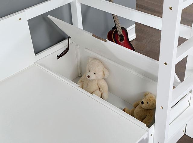 CALLISTUS Twin Workstation Loft Bed, White & Gray - My Sweet Home Furniture (Queens, NY)
