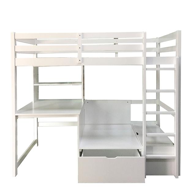 CALLISTUS Twin Workstation Loft Bed, White & Gray - My Sweet Home Furniture (Queens, NY)