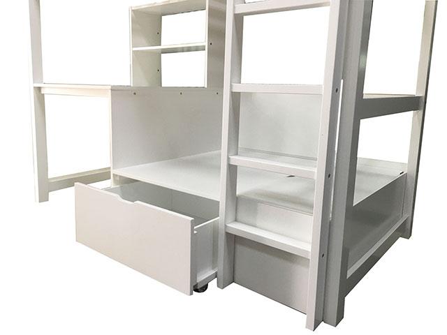 CALLISTUS Twin Workstation Loft Bed, White & Gray - My Sweet Home Furniture (Queens, NY)