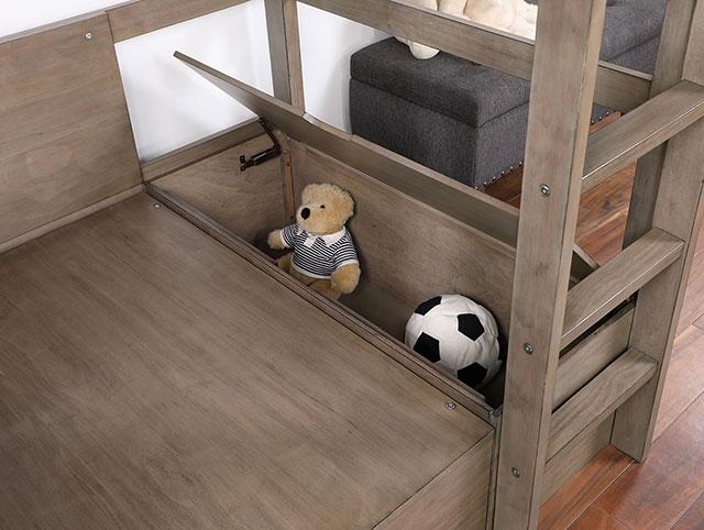 CALLISTUS Twin Workstation Loft Bed, White & Gray - My Sweet Home Furniture (Queens, NY)