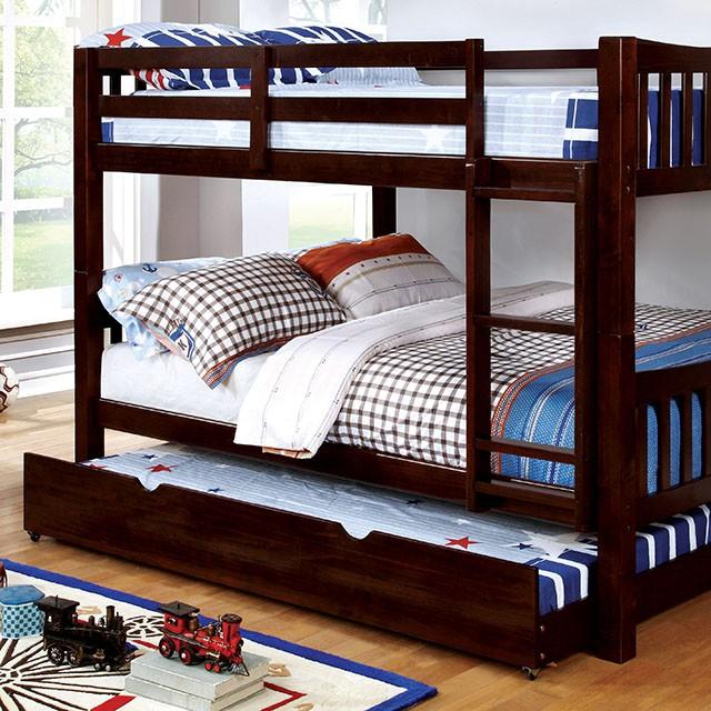 Cameron Dark Walnut, White & Gray Full/Full Bunk Bed - My Sweet Home Furniture (Queens, NY)
