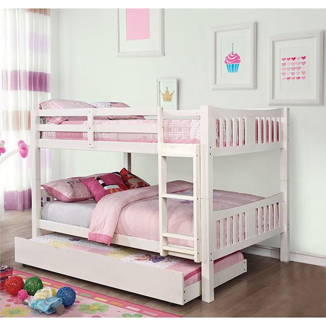 Cameron Dark Walnut, White & Gray Full/Full Bunk Bed - My Sweet Home Furniture (Queens, NY)