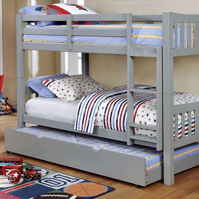 Cameron Dark Walnut, White & Gray Full/Full Bunk Bed - My Sweet Home Furniture (Queens, NY)