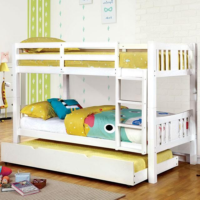 Cameron Dark Walnut, White & Gray Full/Full Bunk Bed - My Sweet Home Furniture (Queens, NY)