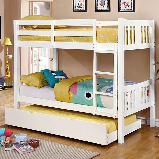 Cameron Dark Walnut, White & Gray Full/Full Bunk Bed - My Sweet Home Furniture (Queens, NY)