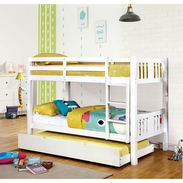 Cameron Dark Walnut, White & Gray Full/Full Bunk Bed - My Sweet Home Furniture (Queens, NY)