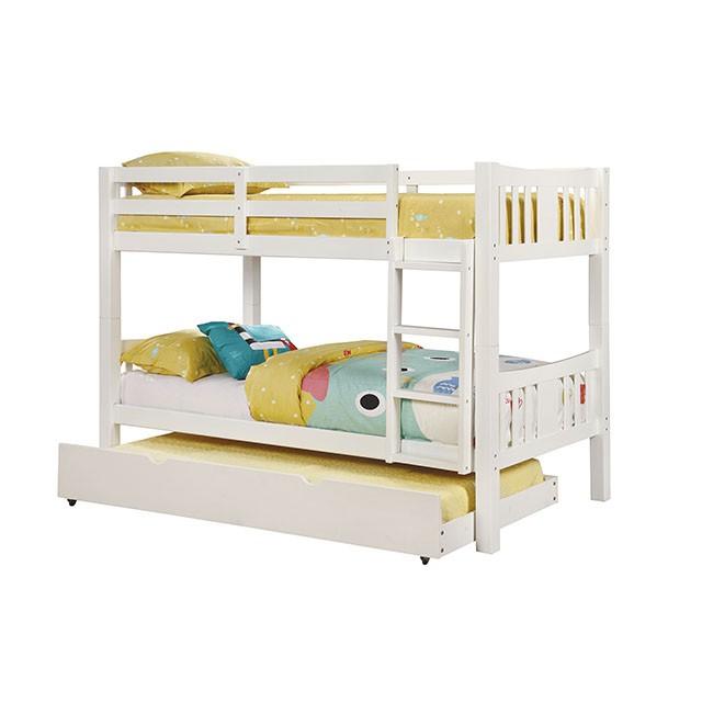 Cameron Dark Walnut, White & Gray Full/Full Bunk Bed - My Sweet Home Furniture (Queens, NY)