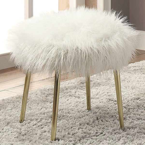 Caoimhe White/Gold Ottoman - My Sweet Home Furniture (Queens, NY)