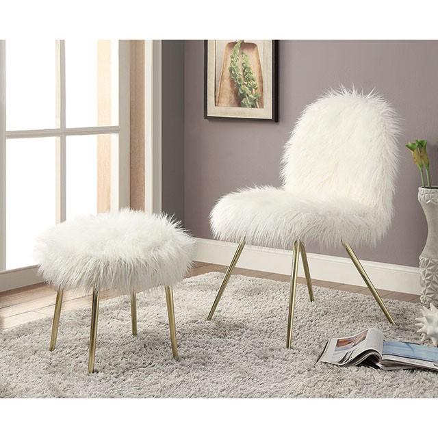 Caoimhe White/Gold Accent Chair - My Sweet Home Furniture (Queens, NY)