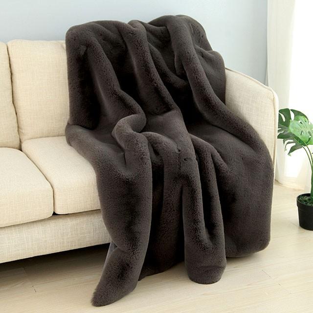 Caparica Charcoal Throw, Silver - My Sweet Home Furniture (Queens, NY)