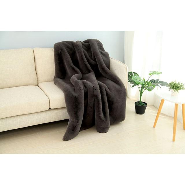Caparica Charcoal Throw, Silver - My Sweet Home Furniture (Queens, NY)