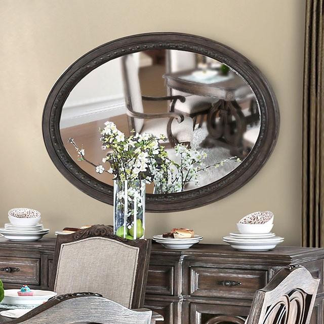 ARCADIA Rustic Natural Tone Mirror, Oval - My Sweet Home Furniture (Queens, NY)