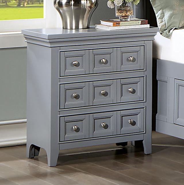 CASTLILE Night Stand w/ USB, Gray - My Sweet Home Furniture (Queens, NY)