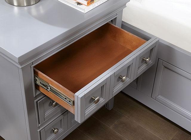 CASTLILE Night Stand w/ USB, Gray - My Sweet Home Furniture (Queens, NY)