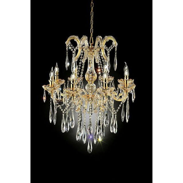 Christiana Gold 35"H Ceiling Lamp Gold, Hanging Crystal - My Sweet Home Furniture (Queens, NY)