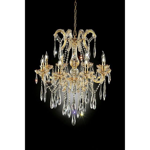 Christiana Gold 35"H Ceiling Lamp Gold, Hanging Crystal - My Sweet Home Furniture (Queens, NY)