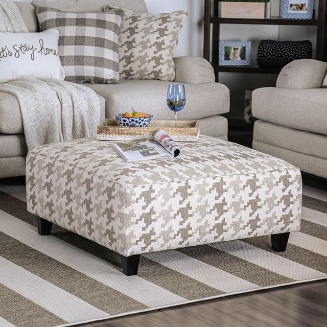 Christine Light Gray/Pattern Ottoman - My Sweet Home Furniture (Queens, NY)
