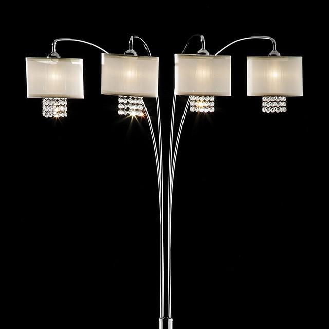 Claris Ivory/Chrome Arch Lamp, Hanging Crystal - My Sweet Home Furniture (Queens, NY)