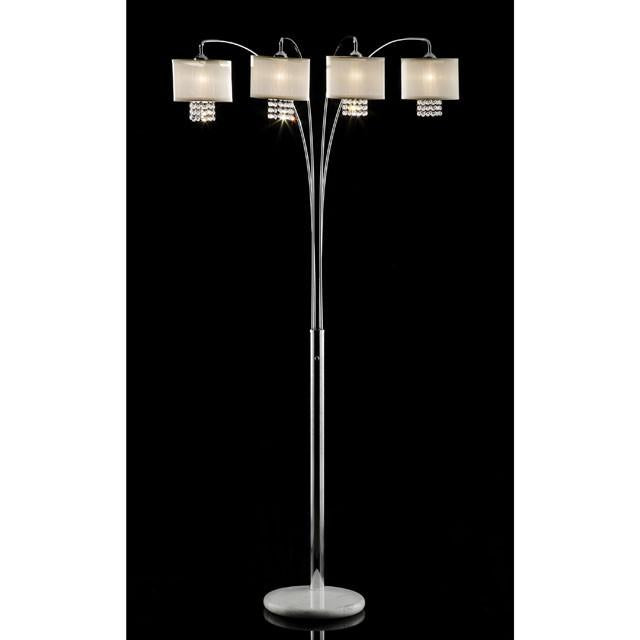 Claris Ivory/Chrome Arch Lamp, Hanging Crystal - My Sweet Home Furniture (Queens, NY)
