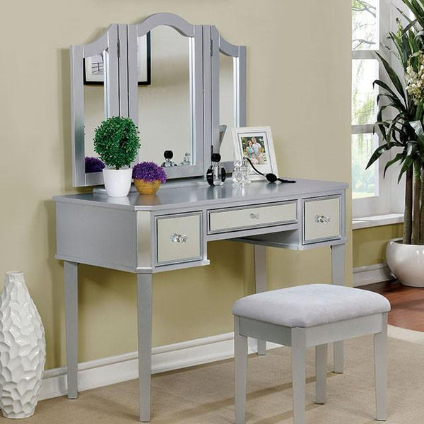 CLARISSE Silver Vanity w/ Stool - My Sweet Home Furniture (Queens, NY)