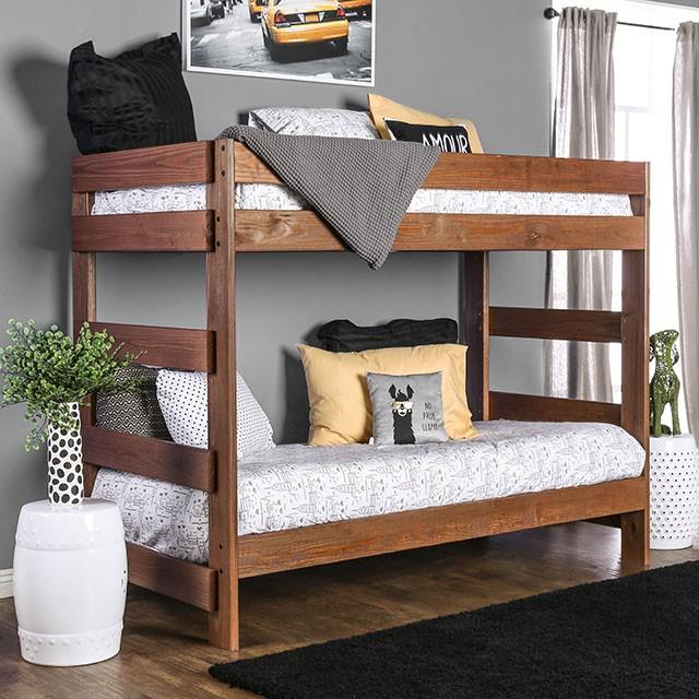 Arlette Twin/Twin Bunk Bed Brown, Black, Gray, & White - My Sweet Home Furniture (Queens, NY)