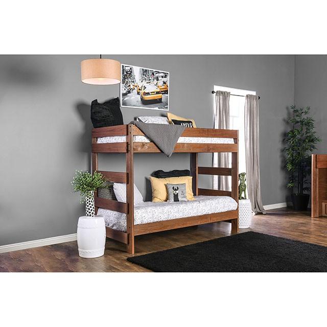 Arlette Twin/Twin Bunk Bed Brown, Black, Gray, & White - My Sweet Home Furniture (Queens, NY)